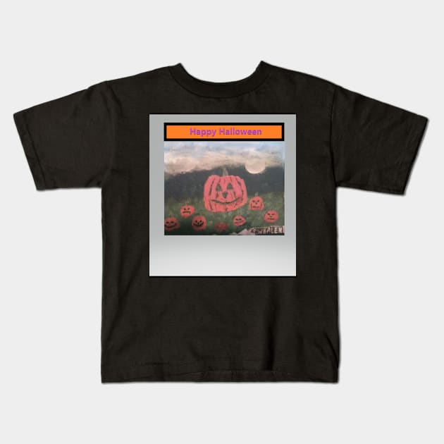 Happy Halloween Pumpkin painting Kids T-Shirt by Uberhunt Un-unique designs